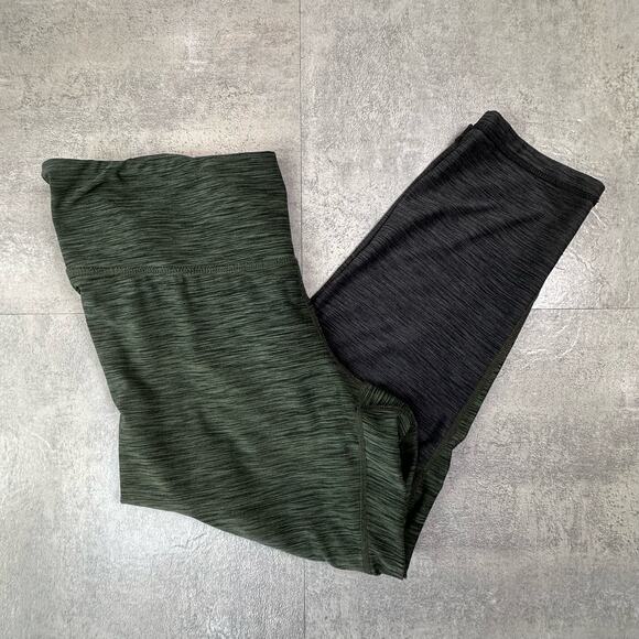 Prana Green Gray Two-Tone Needra Capri Leggings Womens Medium Mid Rise Cropped - Picture 7 of 10